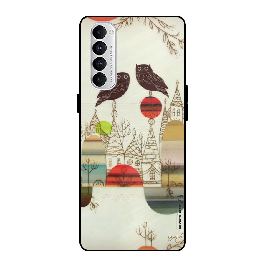 Owl Art Metal Back Case for Oppo Reno4 Pro