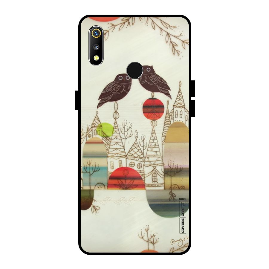 Owl Art Metal Back Case for Realme 3