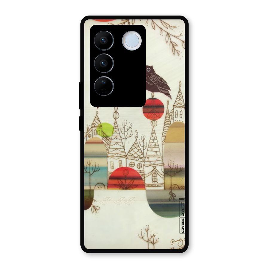 Owl Art Metal Back Case for Vivo V27