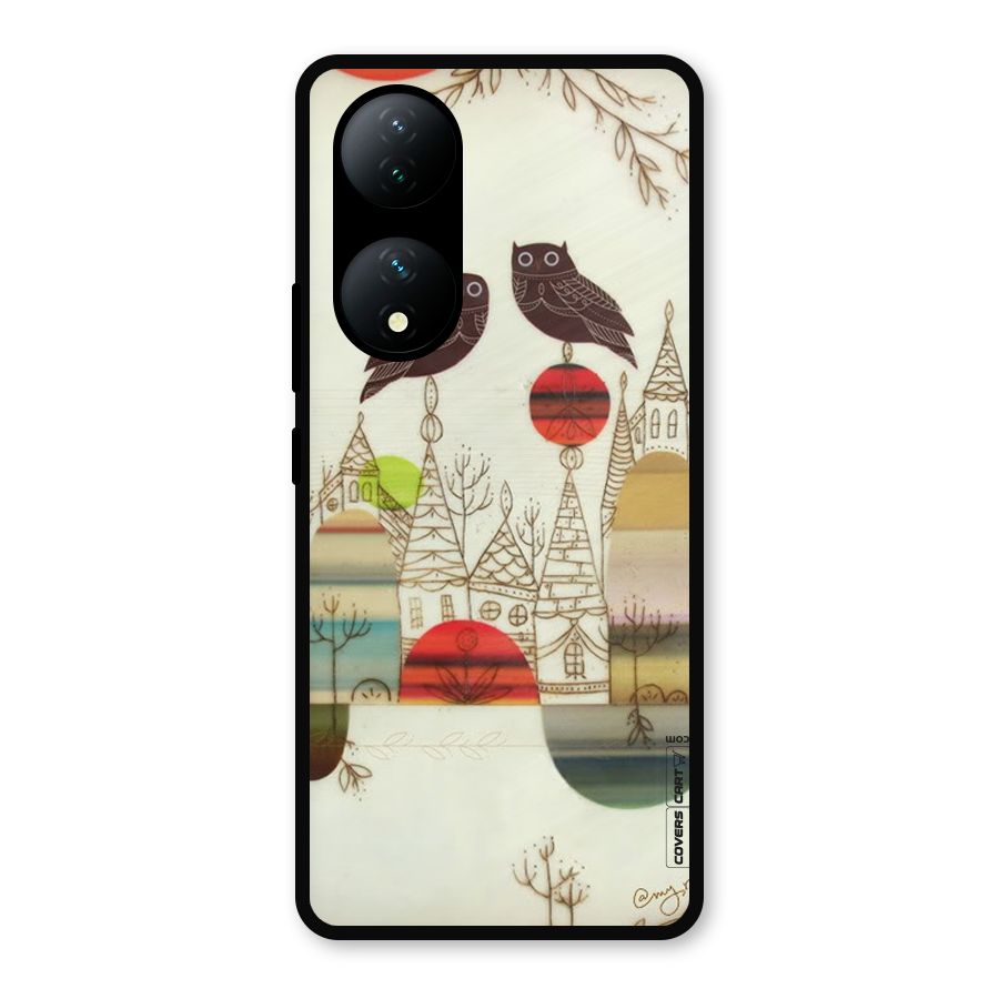 Owl Art Metal Back Case for Vivo Y100a