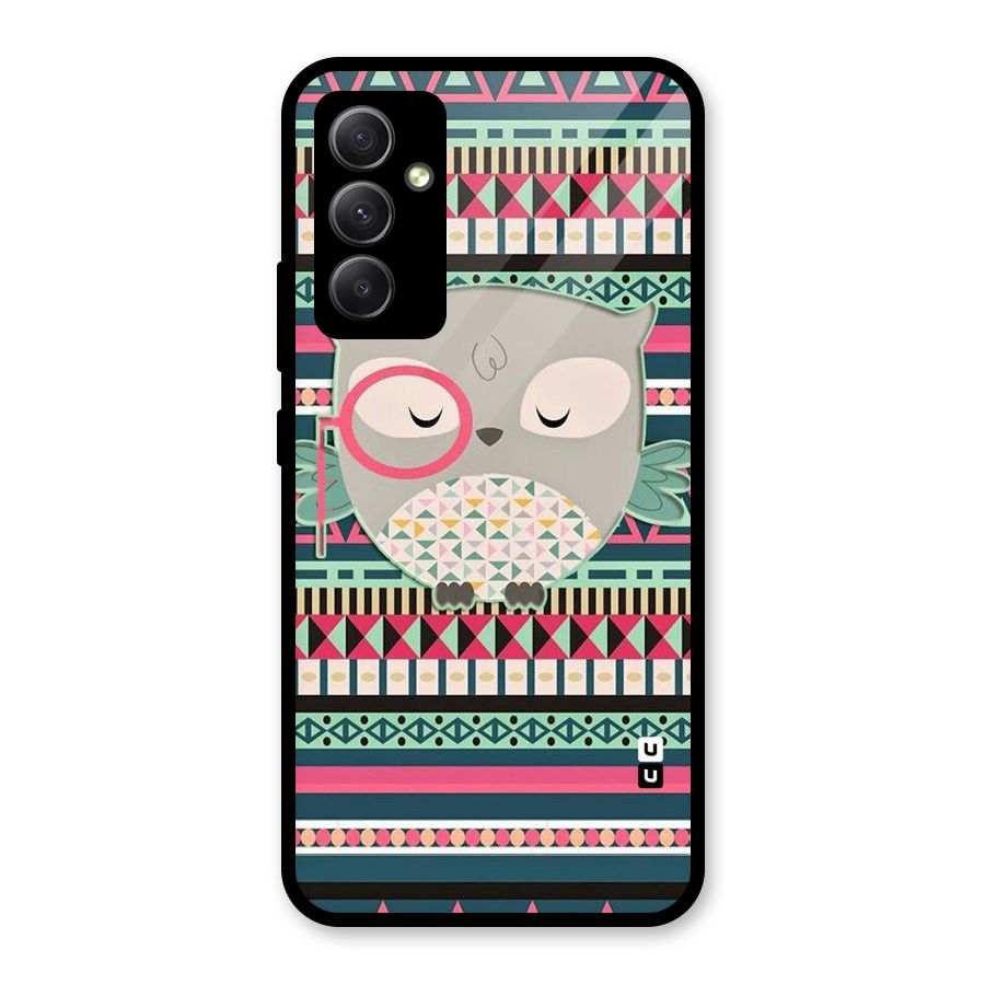 Owl Cute Pattern Glass Back Case for Galaxy A34