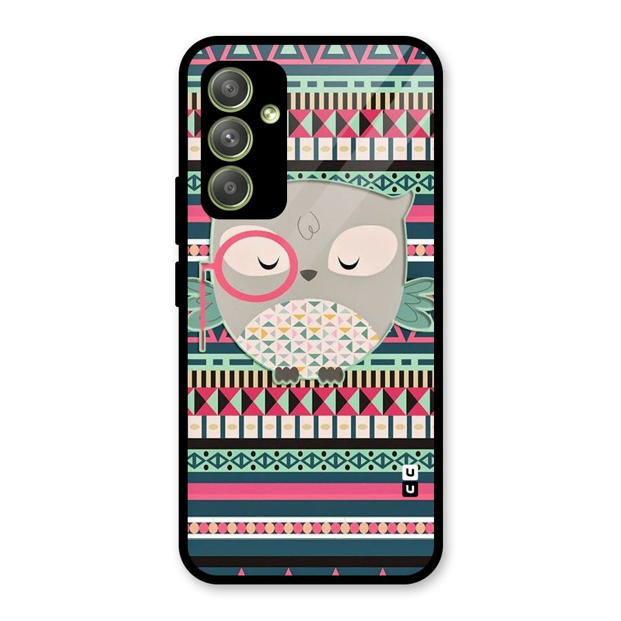 Owl Cute Pattern Glass Back Case for Galaxy A54