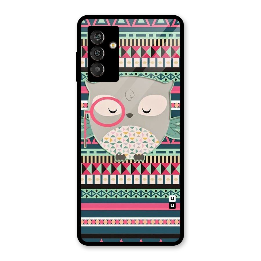 Owl Cute Pattern Glass Back Case for Galaxy M13
