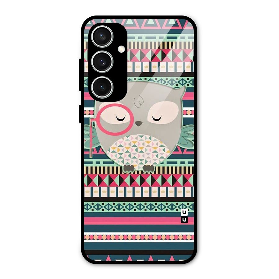 Owl Cute Pattern Glass Back Case for Galaxy S23 FE