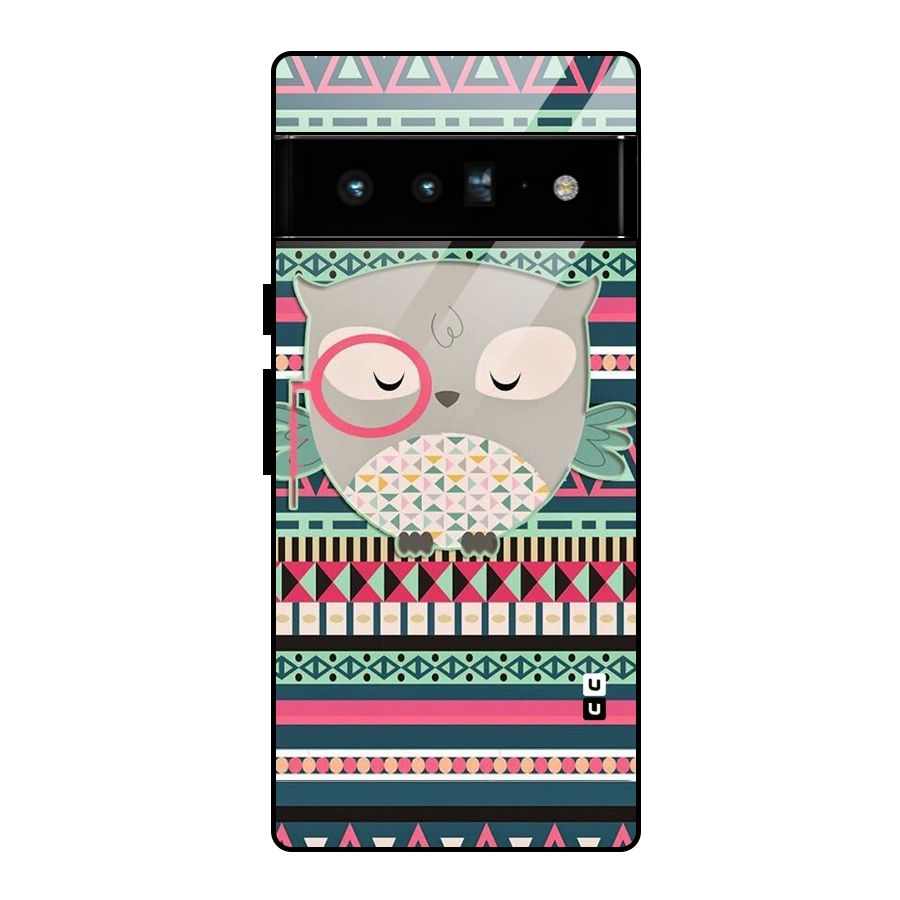 Owl Cute Pattern Glass Back Case for Google Pixel 6 Pro
