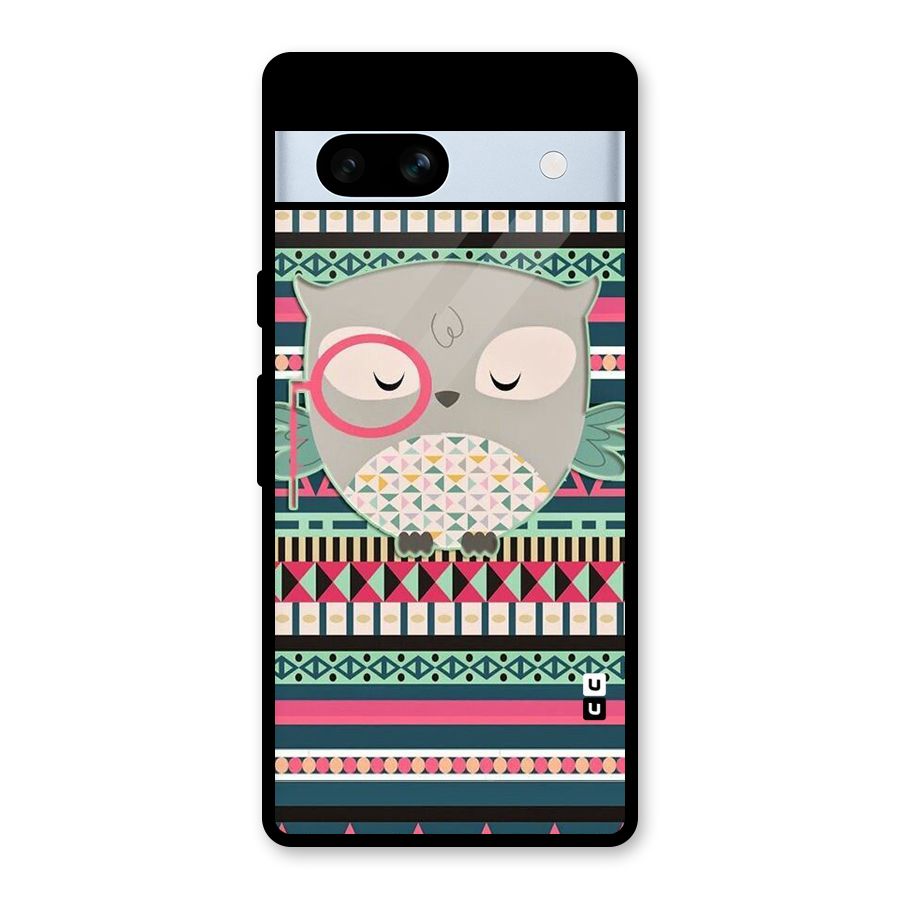 Owl Cute Pattern Glass Back Case for Google Pixel 7a