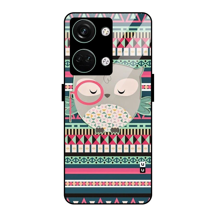 Owl Cute Pattern Glass Back Case for Oneplus Nord 3