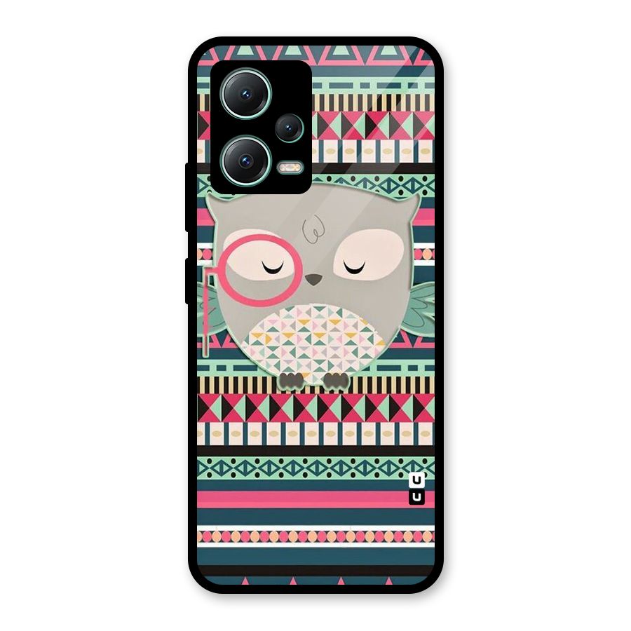 Owl Cute Pattern Glass Back Case for Poco X5