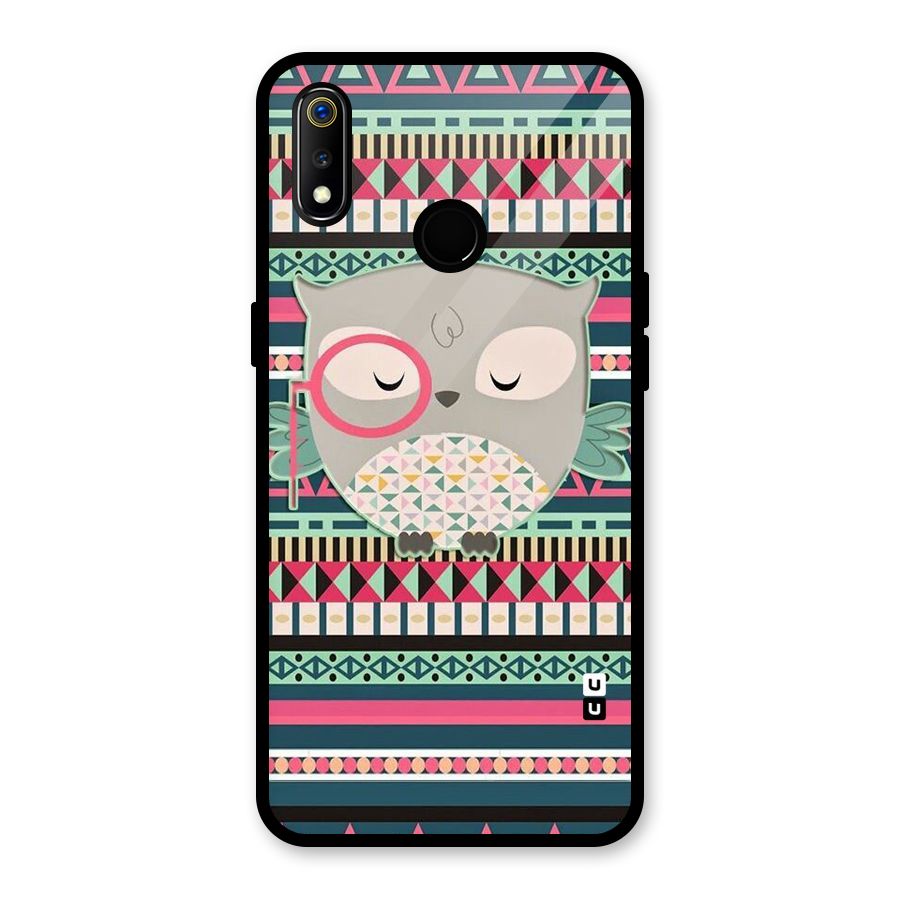 Owl Cute Pattern Glass Back Case for Realme 3i