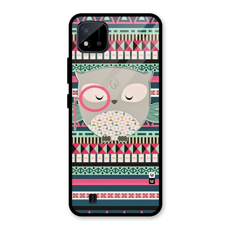 Owl Cute Pattern Glass Back Case for Realme C11 2021