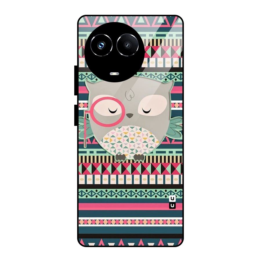 Owl Cute Pattern Glass Back Case for Realme Narzo 60X
