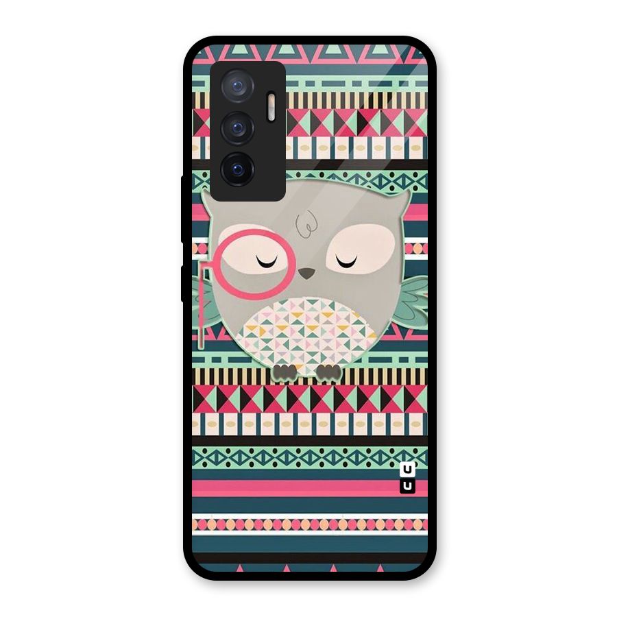 Owl Cute Pattern Glass Back Case for Vivo V23e
