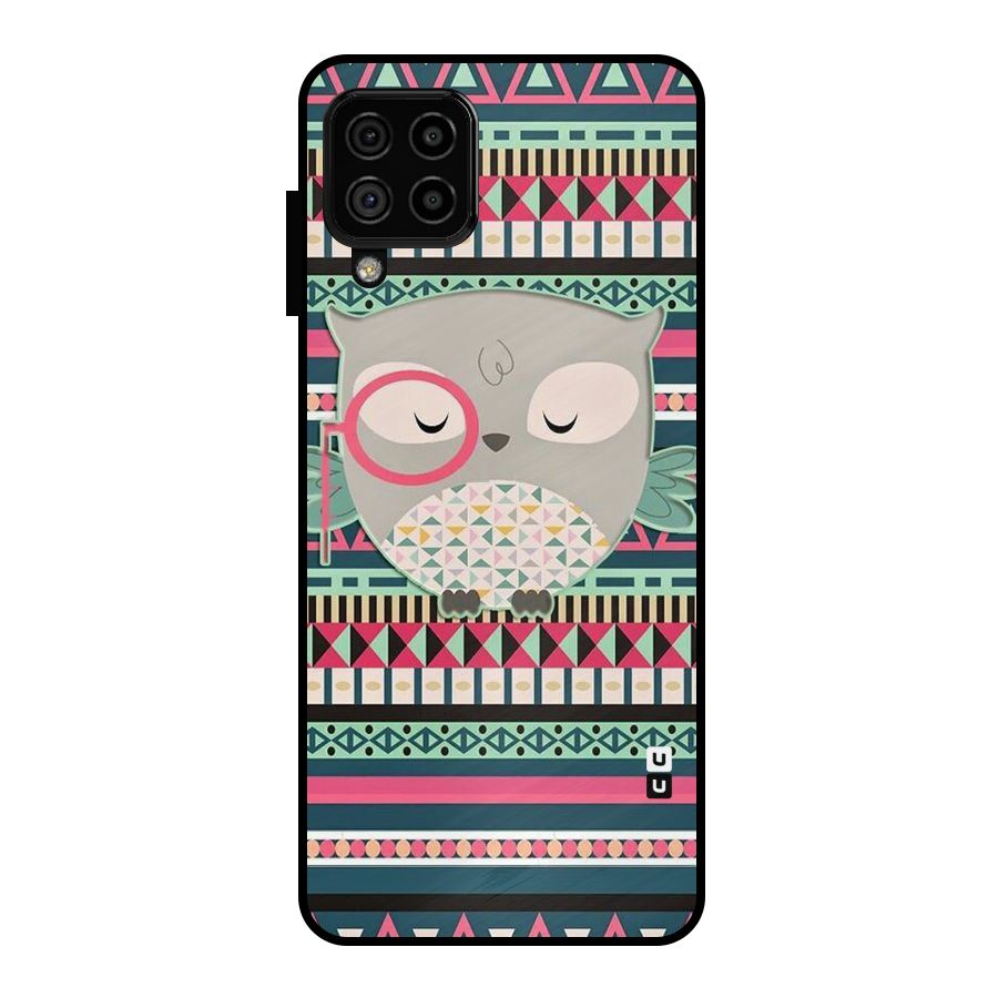 Owl Cute Pattern Metal Back Case for Galaxy A22 4G