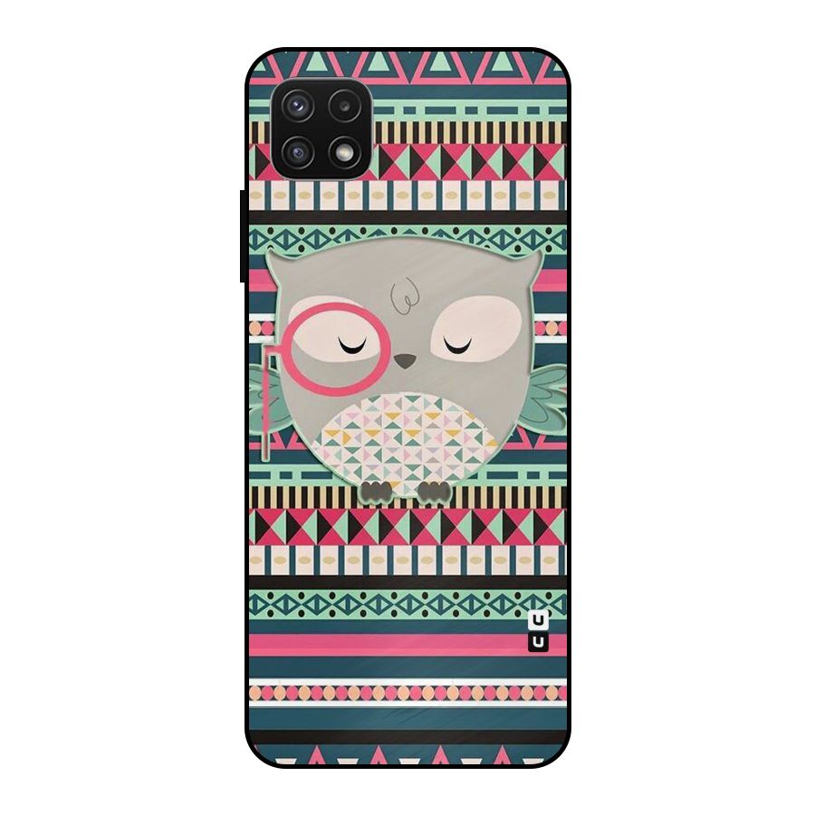 Owl Cute Pattern Metal Back Case for Galaxy A22 5G
