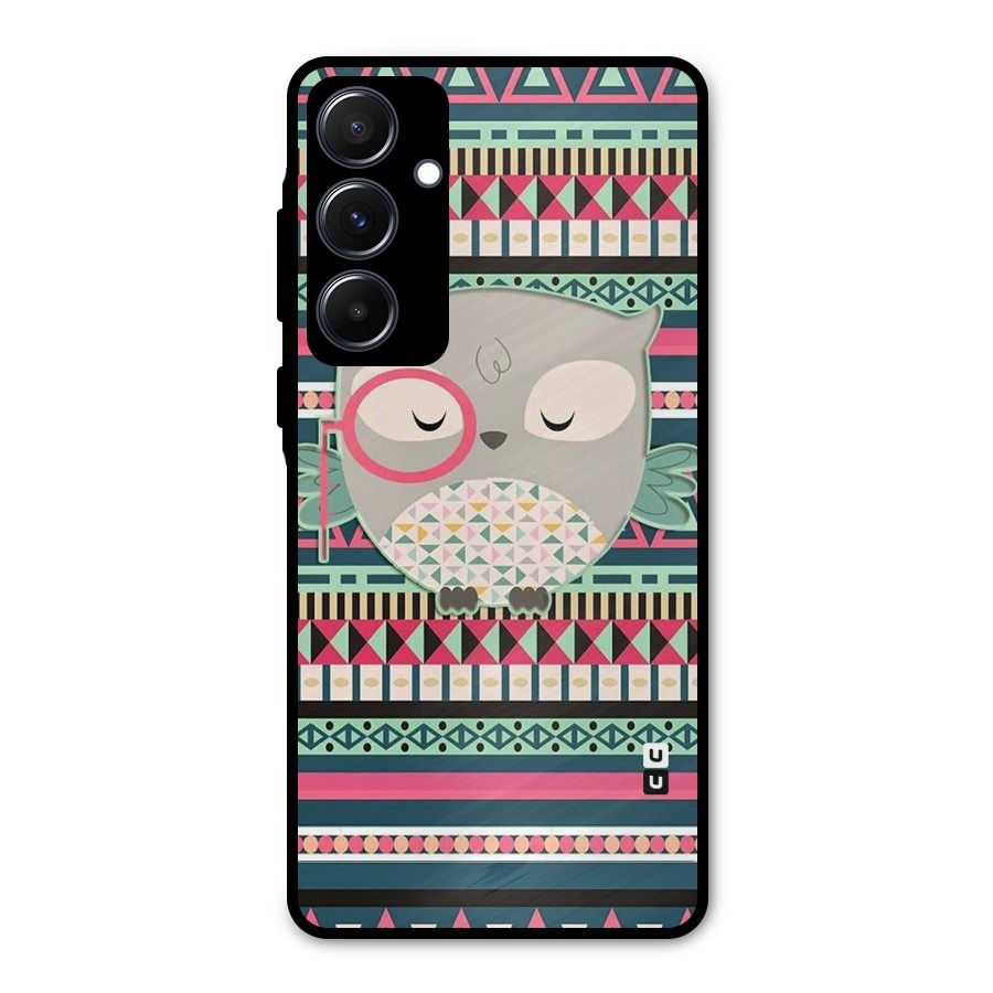 Owl Cute Pattern Metal Back Case for Galaxy A55