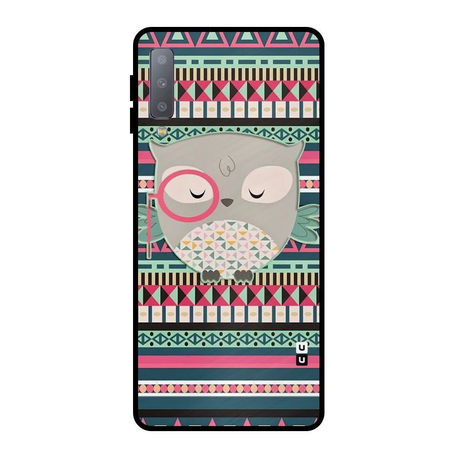 Owl Cute Pattern Metal Back Case for Galaxy A7 (2018)
