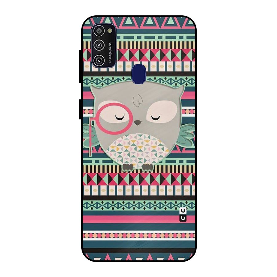 Owl Cute Pattern Metal Back Case for Galaxy M21