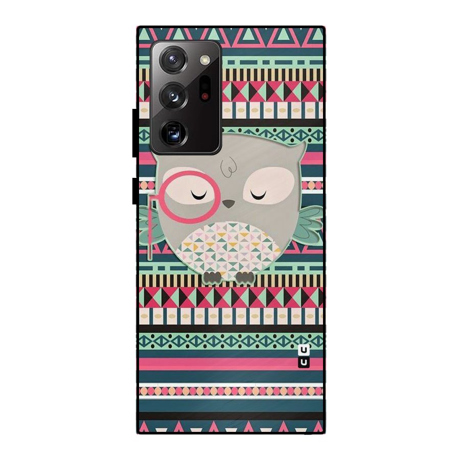 Owl Cute Pattern Metal Back Case for Galaxy Note 20 Ultra 5G