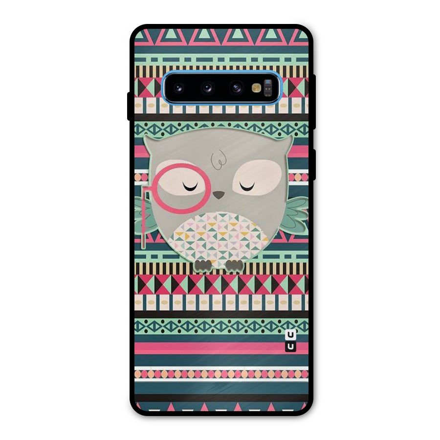 Owl Cute Pattern Metal Back Case for Galaxy S10
