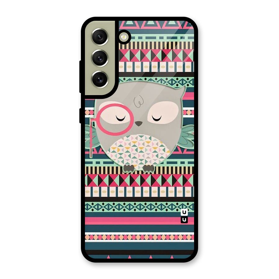 Owl Cute Pattern Metal Back Case for Galaxy S21 FE 5G (2023)