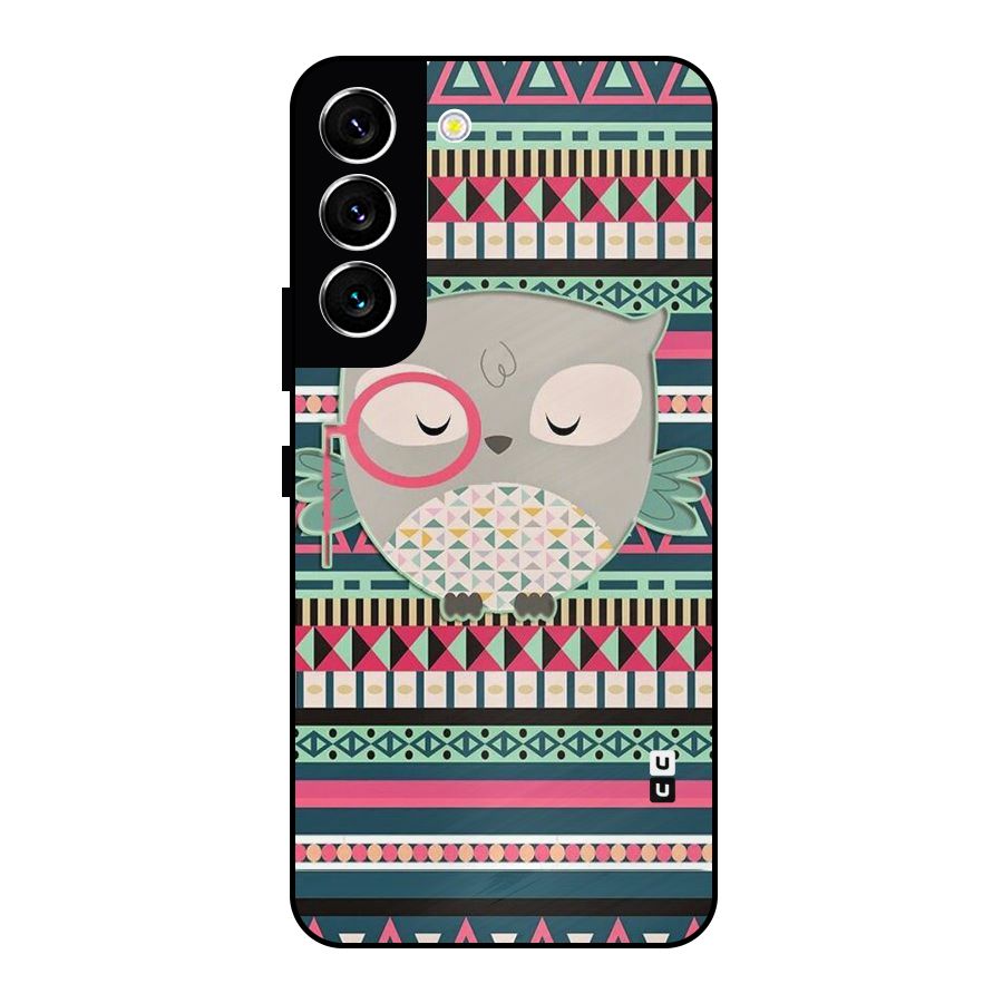 Owl Cute Pattern Metal Back Case for Galaxy S22 5G