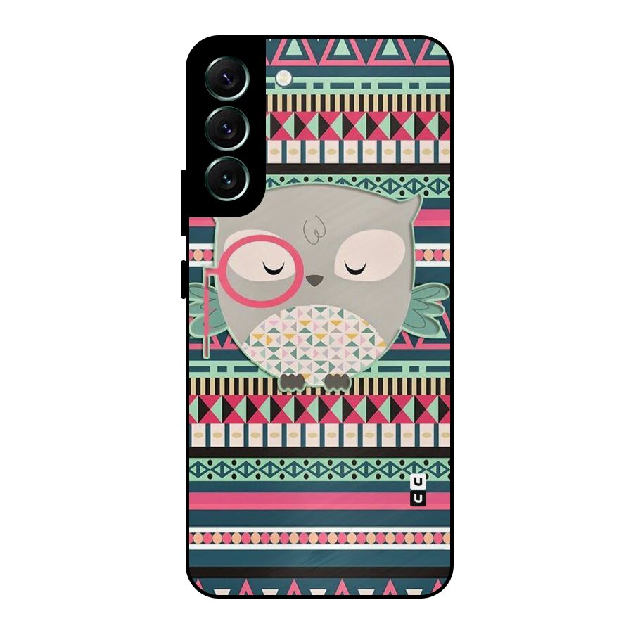 Owl Cute Pattern Metal Back Case for Galaxy S22 Plus 5G