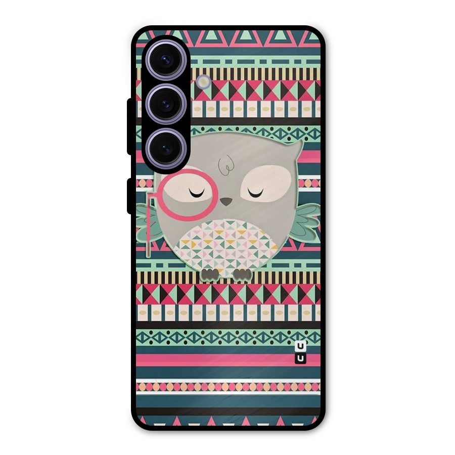 Owl Cute Pattern Metal Back Case for Galaxy S24