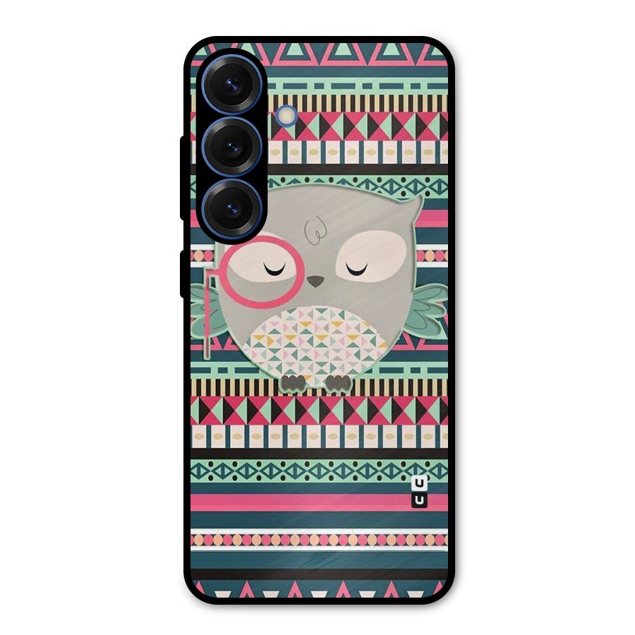 Owl Cute Pattern Metal Back Case for Galaxy S25