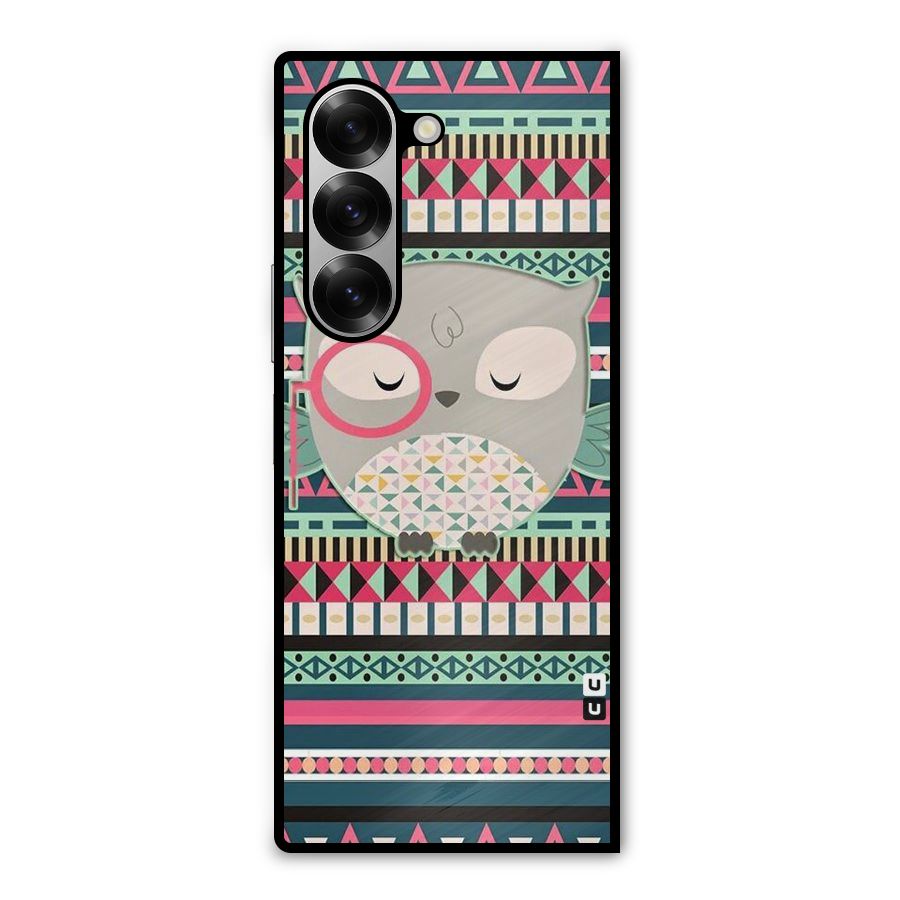 Owl Cute Pattern Metal Back Case for Galaxy Z Fold6