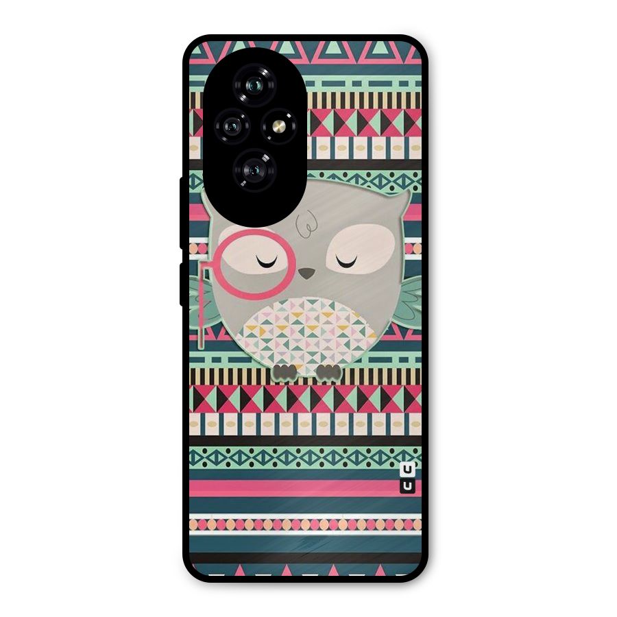 Owl Cute Pattern Metal Back Case for Honor 200