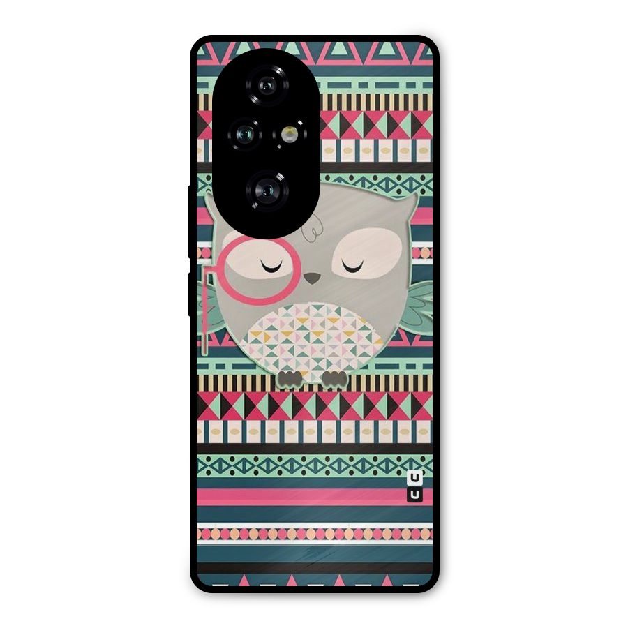 Owl Cute Pattern Metal Back Case for Honor 200 Pro