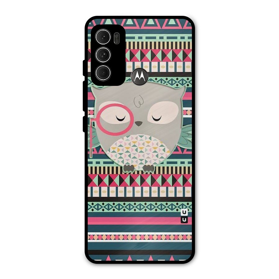 Owl Cute Pattern Metal Back Case for Moto G60