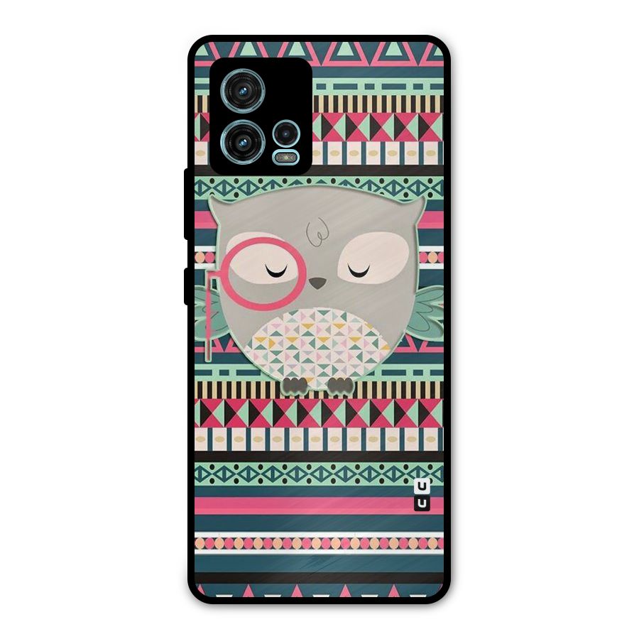 Owl Cute Pattern Metal Back Case for Moto G72
