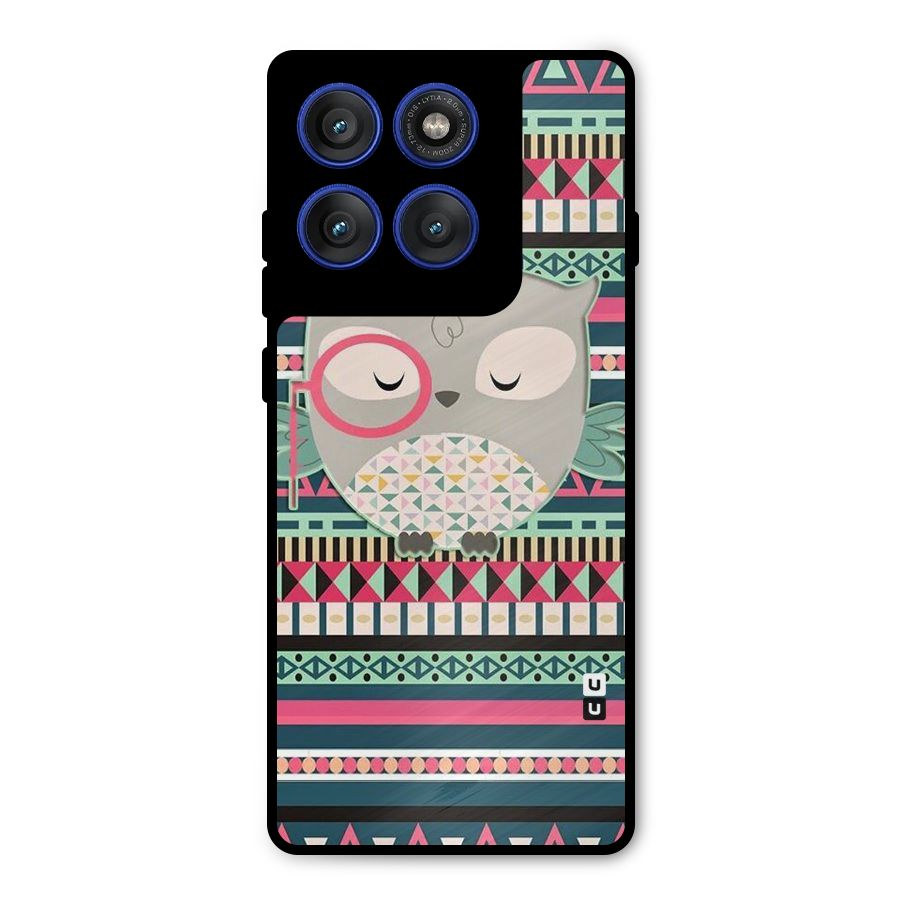 Owl Cute Pattern Metal Back Case for Motorola Edge 60 Pro
