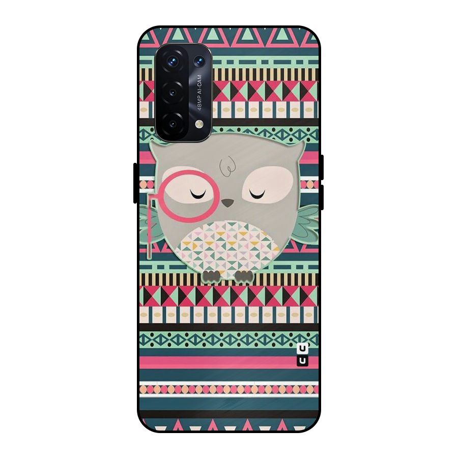 Owl Cute Pattern Metal Back Case for Oppo A74 5G