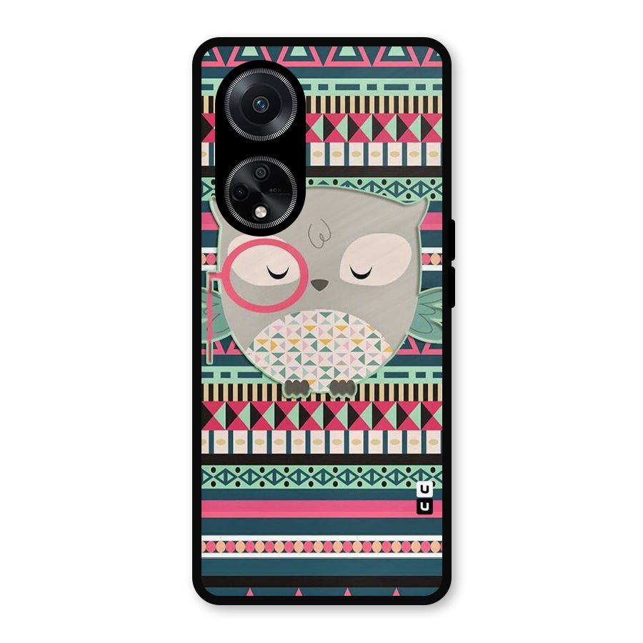 Owl Cute Pattern Metal Back Case for Oppo F23