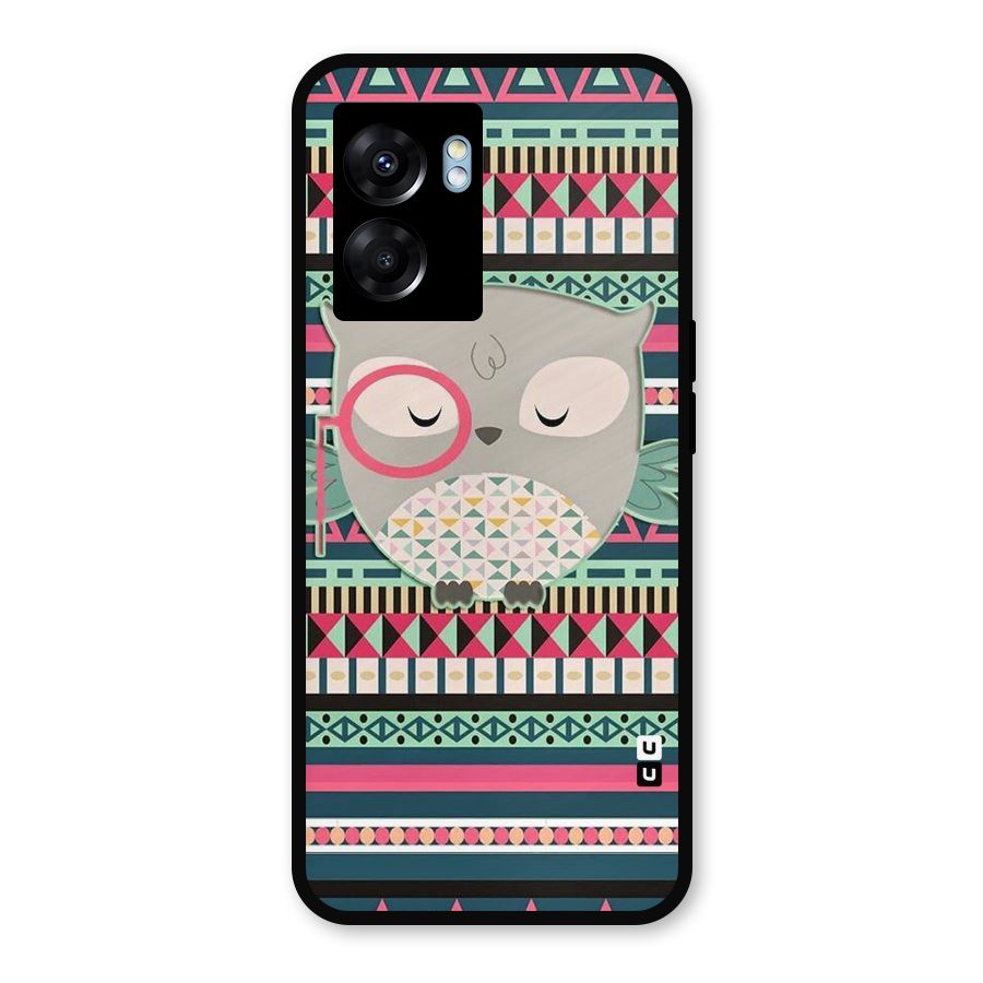 Owl Cute Pattern Metal Back Case for Oppo K10 (5G)