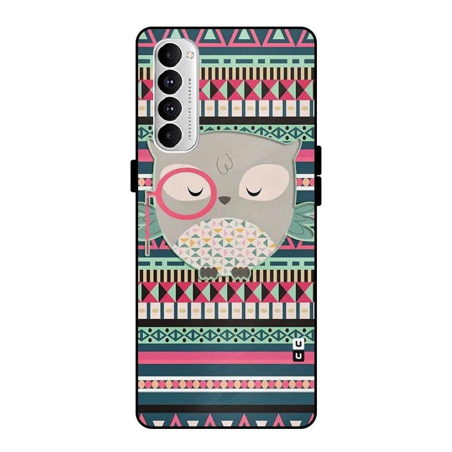 Owl Cute Pattern Metal Back Case for Oppo Reno4 Pro