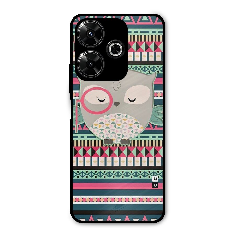 Owl Cute Pattern Metal Back Case for Poco M6 Plus