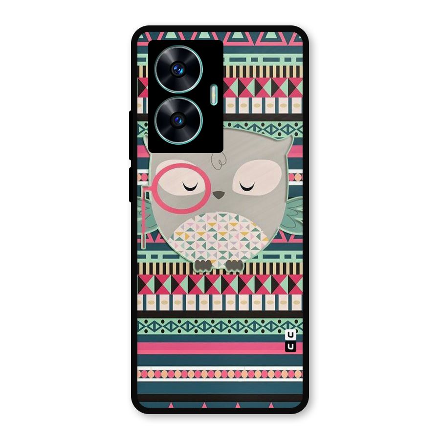 Owl Cute Pattern Metal Back Case for Realme Narzo N55