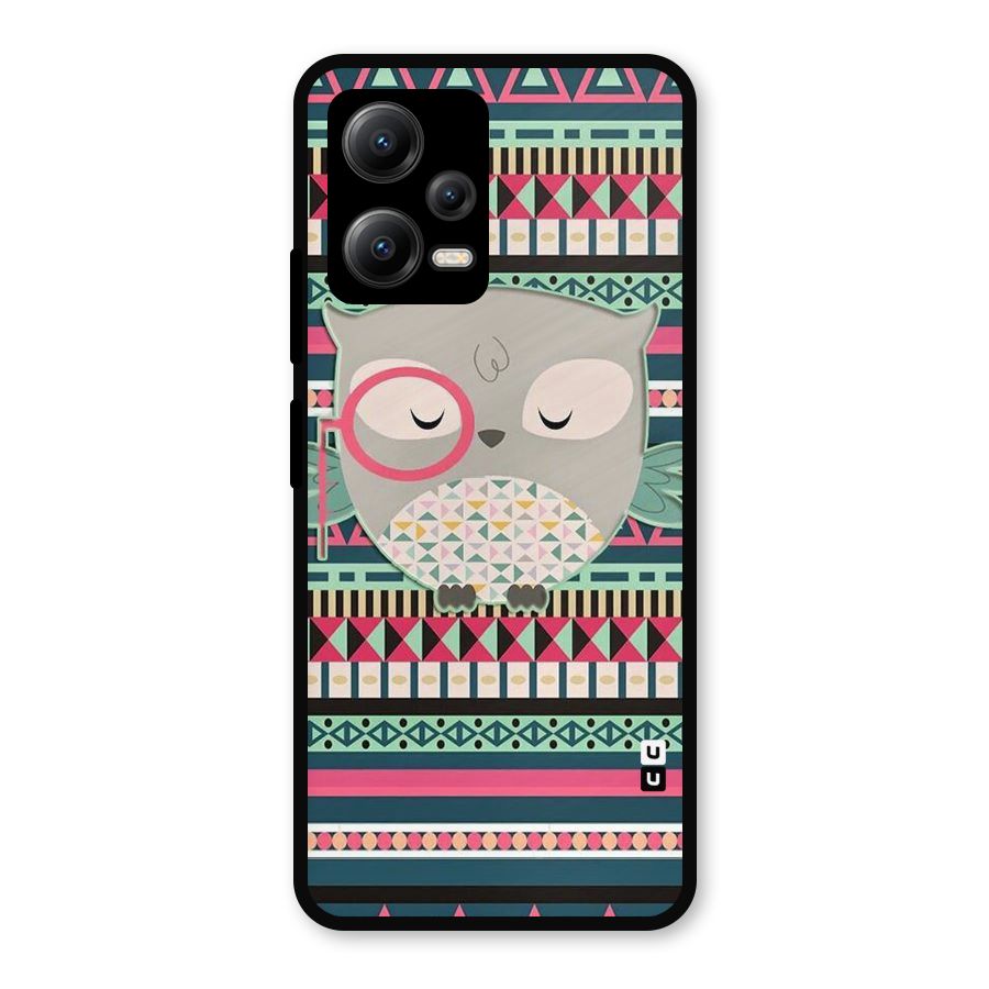 Owl Cute Pattern Metal Back Case for Redmi Note 12 5G