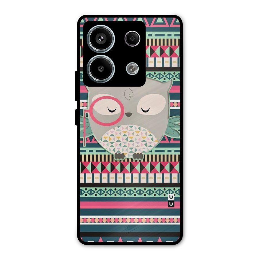 Owl Cute Pattern Metal Back Case for Redmi Note 13 Pro 5G