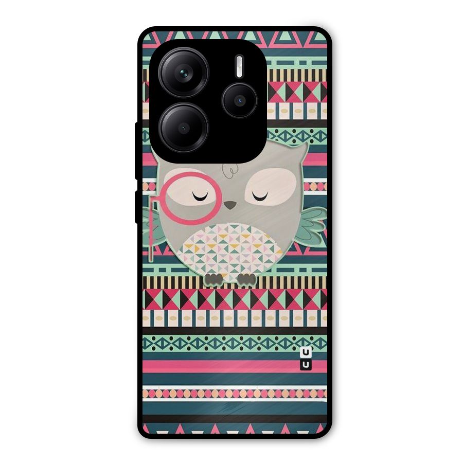 Owl Cute Pattern Metal Back Case for Redmi Note 14 5G