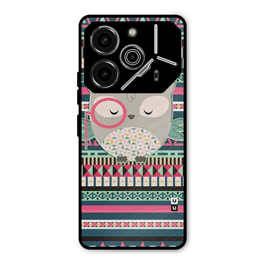 Owl Cute Pattern Metal Back Case for Tecno Pova 6 Pro