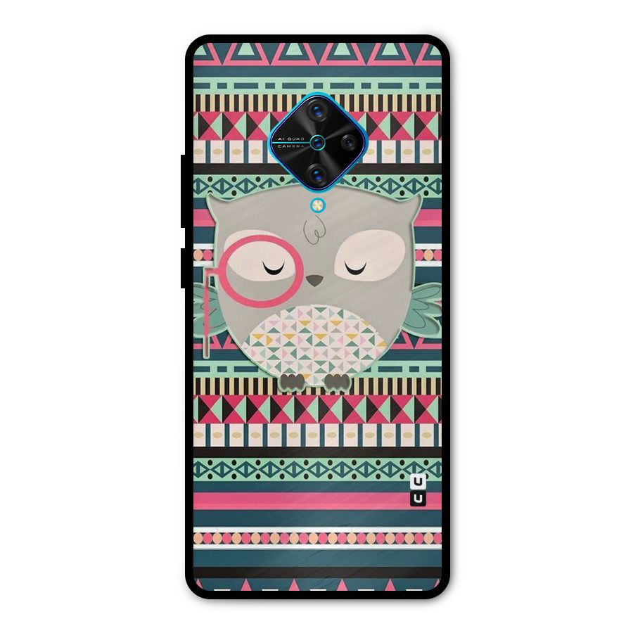 Owl Cute Pattern Metal Back Case for Vivo S1 Pro