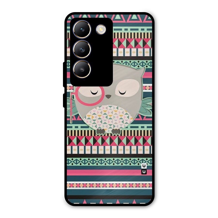 Owl Cute Pattern Metal Back Case for Vivo T3 5G