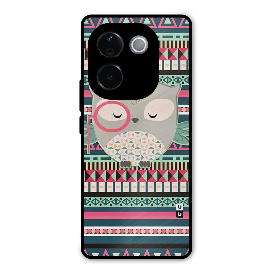 Owl Cute Pattern Metal Back Case for Vivo T3 Pro