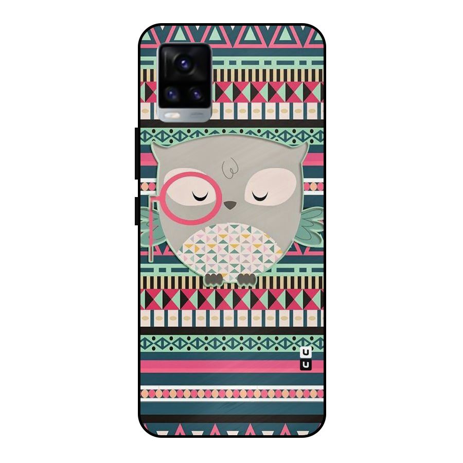 Owl Cute Pattern Metal Back Case for Vivo V20 2021