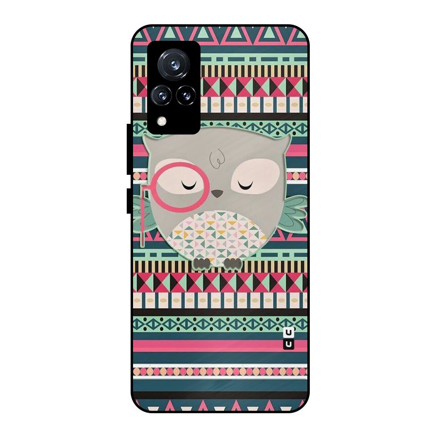 Owl Cute Pattern Metal Back Case for Vivo V21 5G