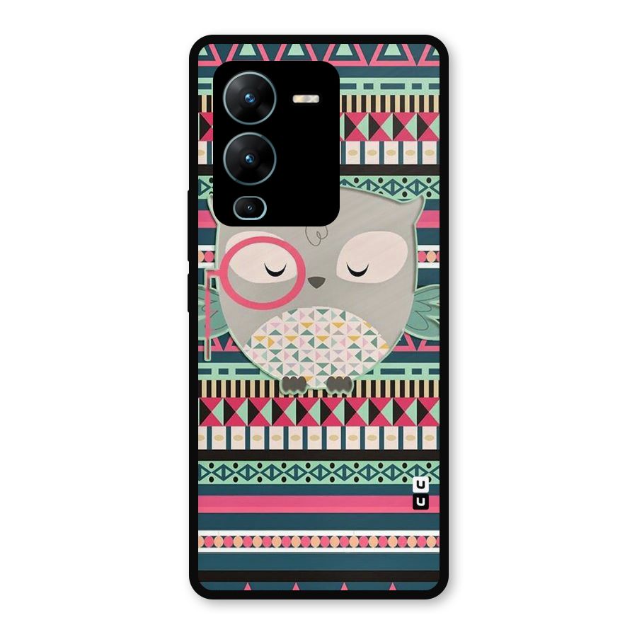 Owl Cute Pattern Metal Back Case for Vivo V25 Pro